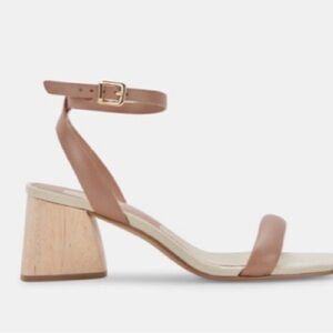 Dolce Vita Modi Cafe Brown Leather Wood
Block Heel Ankle Strap Sandal Sz 9